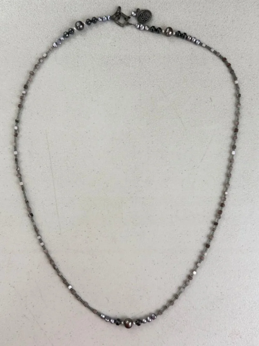 SILPADA N1784 VINTAGE STERLING 925 FRESHWATER PEARL HEMATITE TOGGLE NECKLACE - Picture 6 of 7